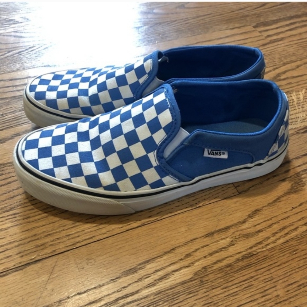 Vans Slip Ons Classic style Blue White Checkerboard